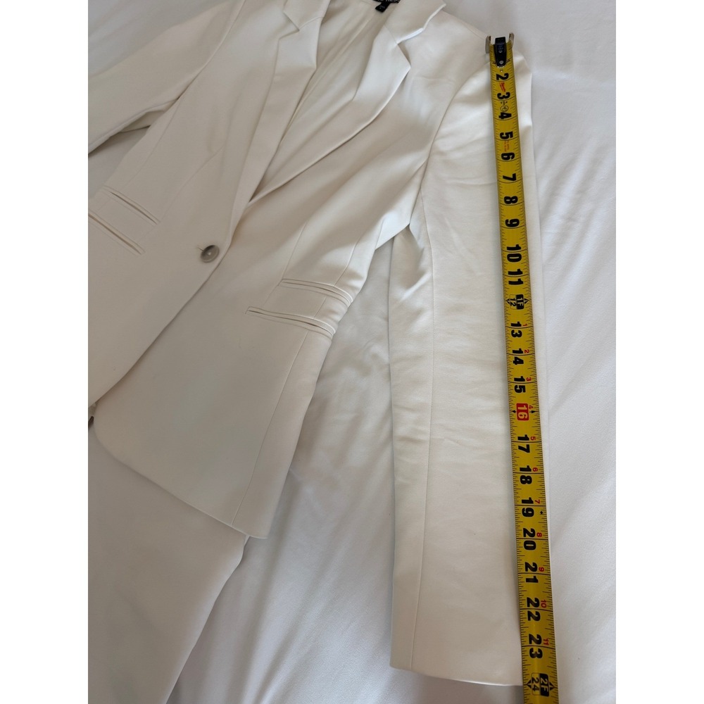 Express Columnist White 2 Piece Pant Suit Set Blazer Size 8 Pants Size 8R - Picture 6 of 16